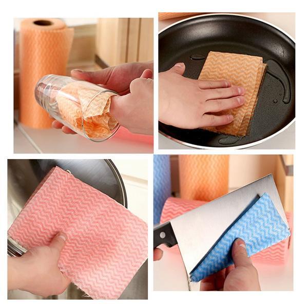 Non Wooven Fabric Disposable Handy Wipe Cleaning Cloth Roll - 7.5 X 7.5 X 19.6 Cm | Thick, Durable, Eco-friendly, Excellent Water Absorption