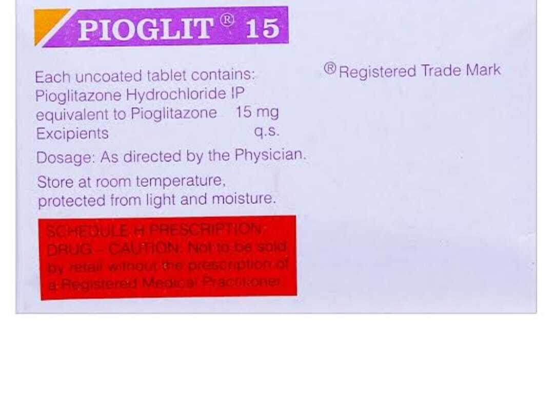 Pioglit - 15 Mg Tablets | Thiazolidinedione For Type 2 Diabetes Management, Improves Insulin Sensitivity, Keep Dry & Cool