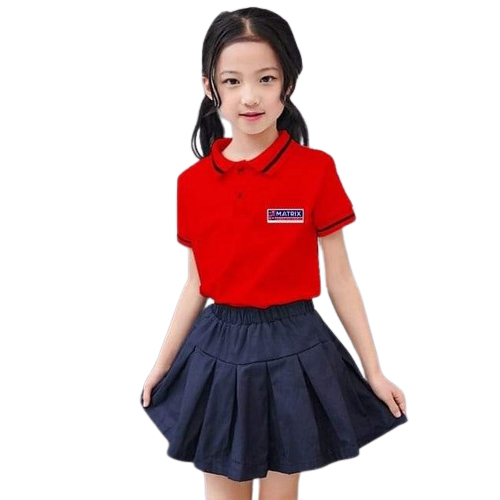 School Girl T-shirt and Skirt - Cotton Material, Customized Sizes | Unisex Design for Primary, Middle, and High School Uniforms