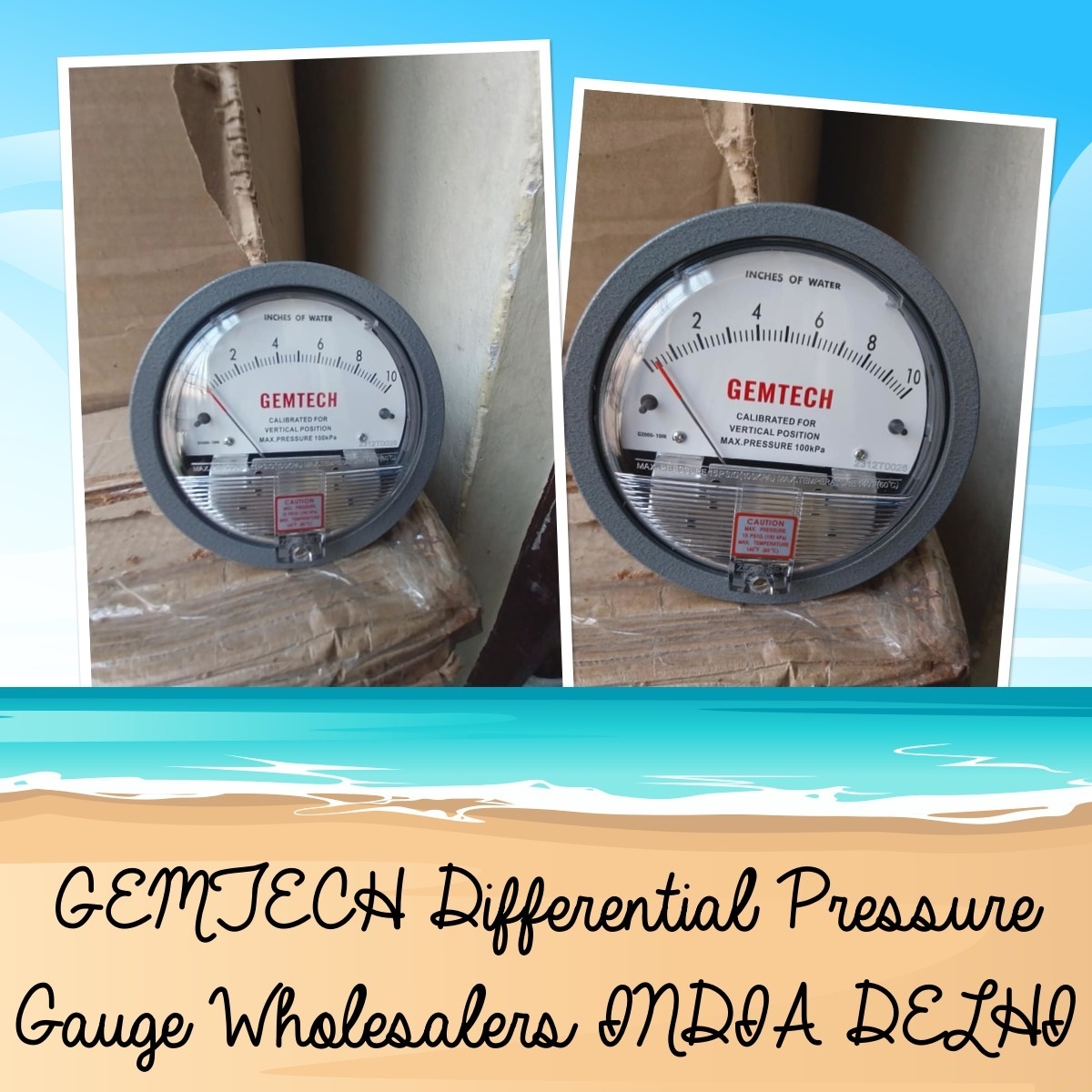 Series G2010 Differential Pressure Gauge Gemtech Range 0-10 Inch Wc