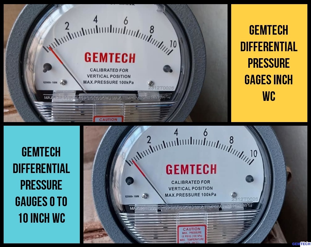 Series G2010 Differential Pressure Gauge Gemtech Range 0-10 Inch Wc