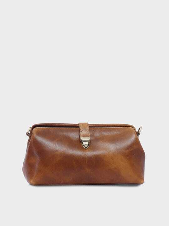 Vintage Leather Bag - Genuine Leather, 10x5x3 Inches, Brown | Clasp Closure, Removable Strap, Ideal For Everyday Use & Special Occasions