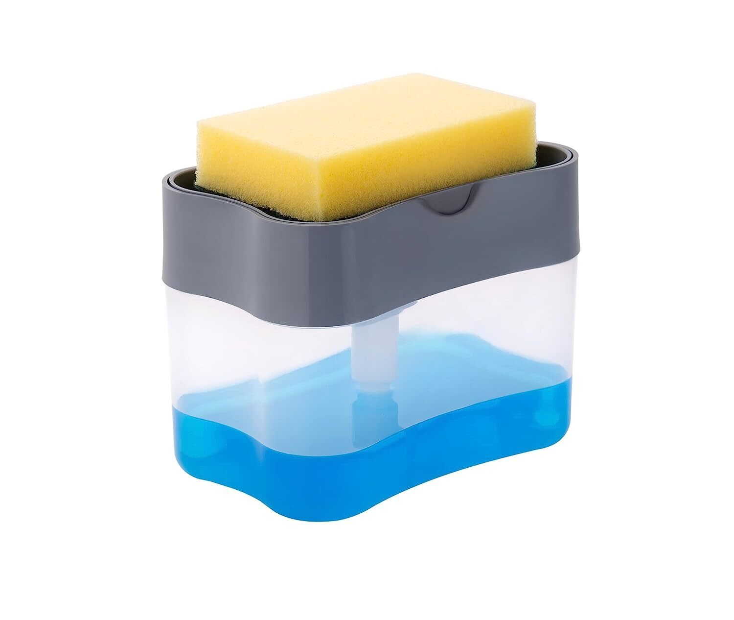 Soap Dispenser - Abs Plastic, 400 Ml, Multi-color, Transparent | 2 In 1 Liquid Holder & Dispenser With Easy Clean Sponge For Home & Commercial Use