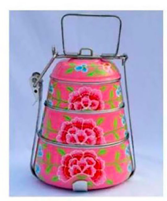 Blue Hand Painted Enamelware Lunch Box A53