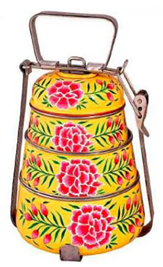 Blue Hand Painted Enamelware Lunch Box A53