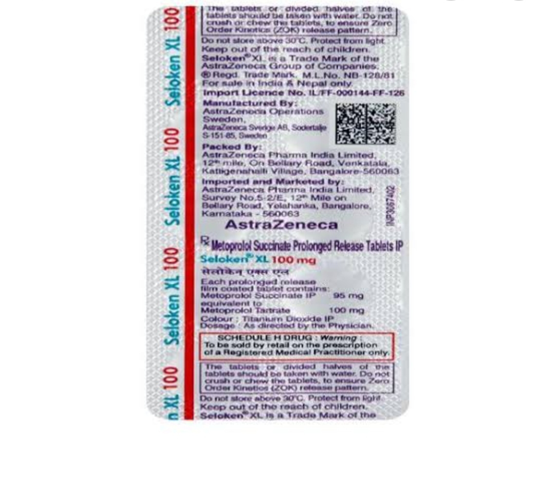 Seloken Xl 100 Ingredients: Metoprolol