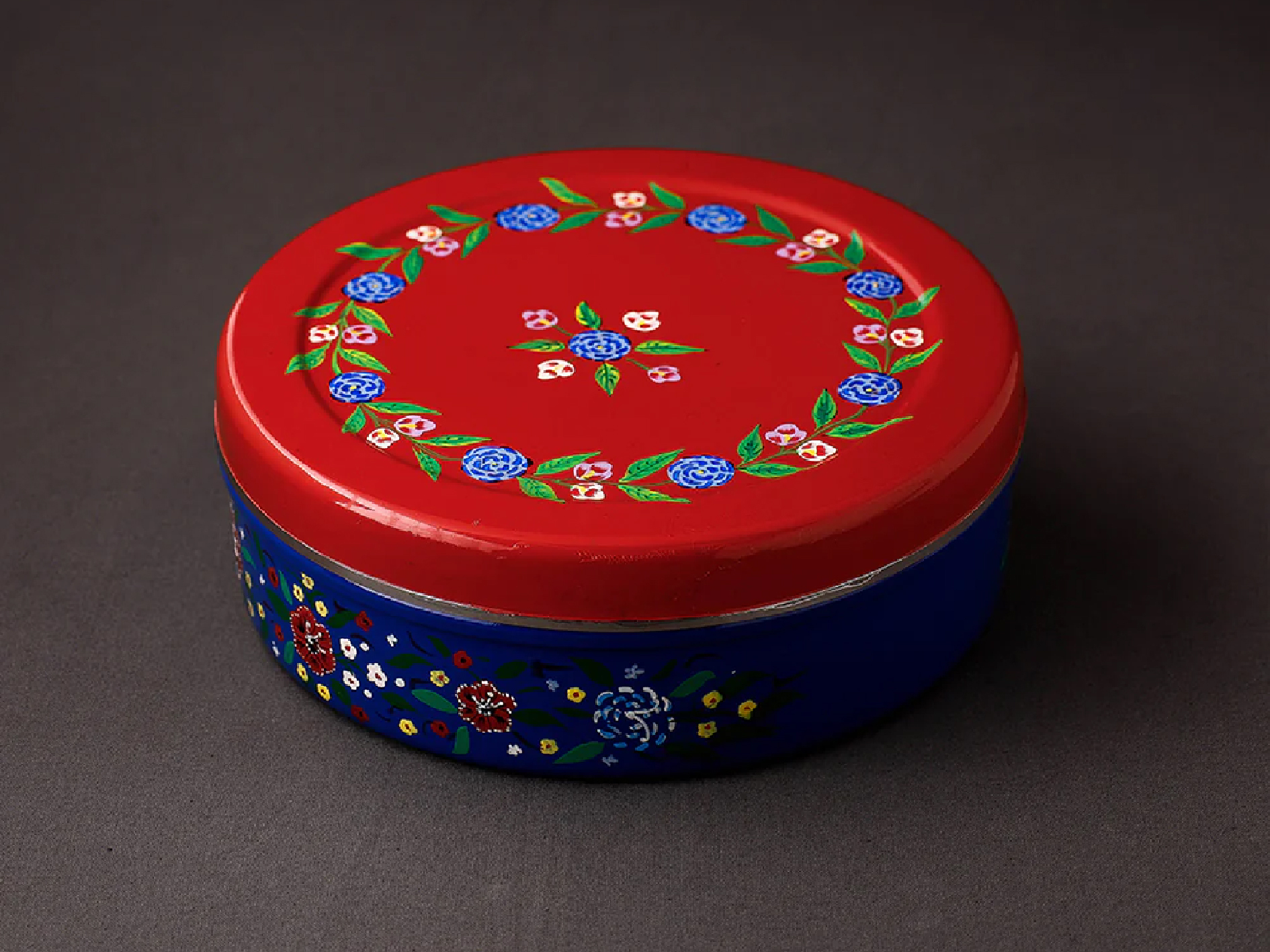 Green Hand Painted Enamelware Storage Box A61
