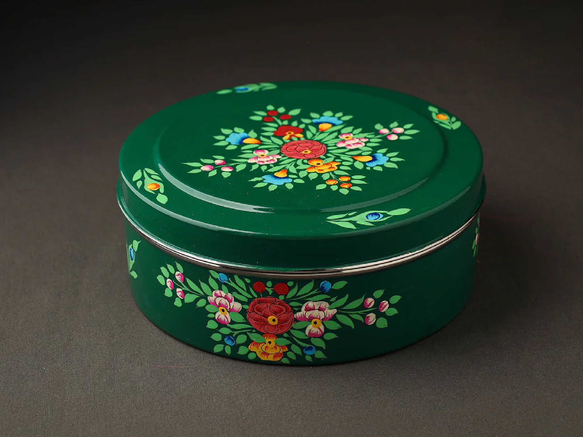 Hand Painted Enamelware Storage Box A68 - Color: White