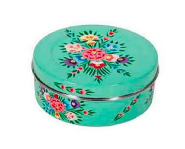 Hand Painted Enamelware Storage Box A68 - Color: White