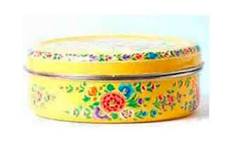 Hand Painted Enamelware Storage Box A68 - Color: White