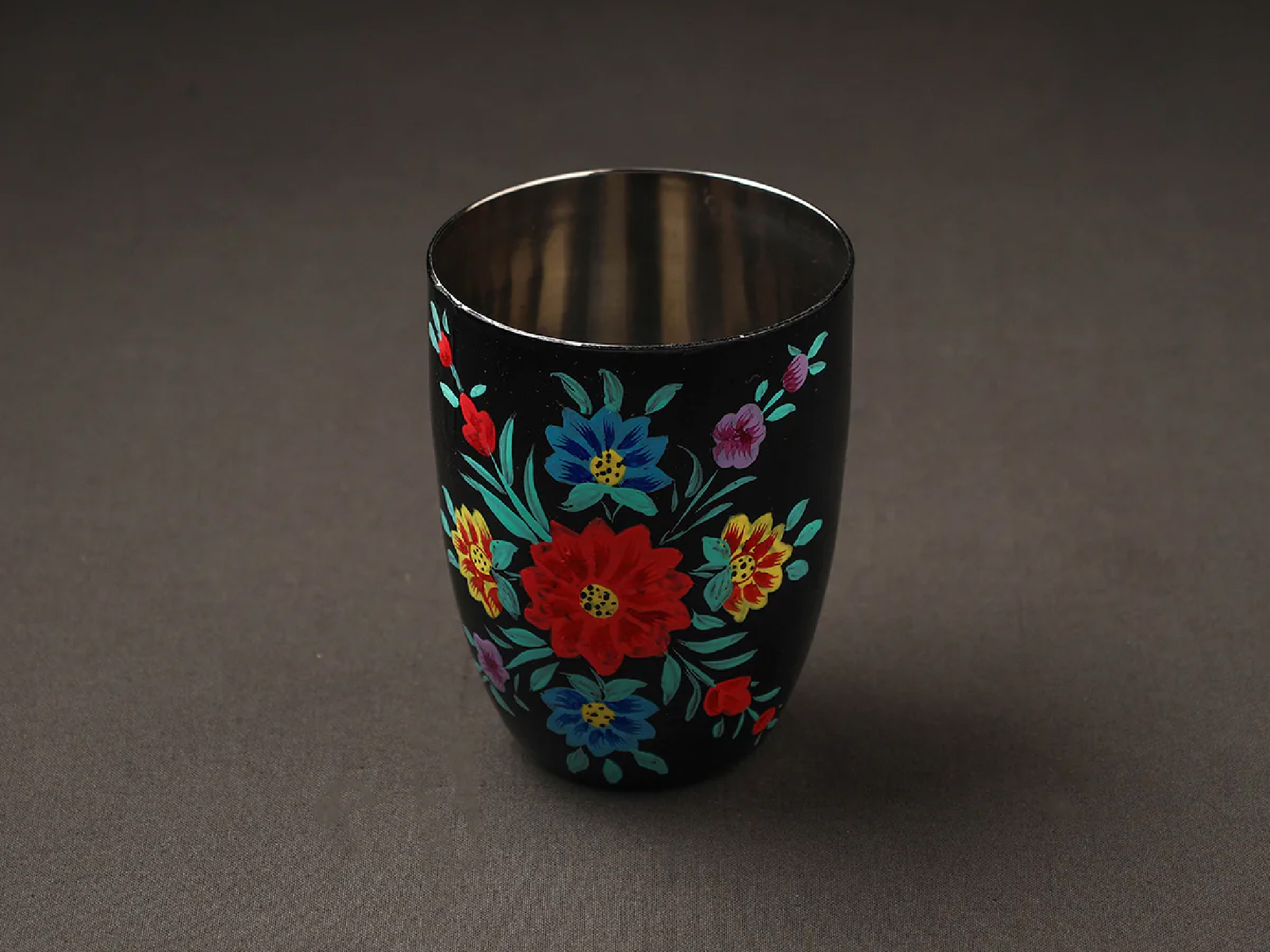 Hand Painted Enamelware Glass A76 - Color: Orange