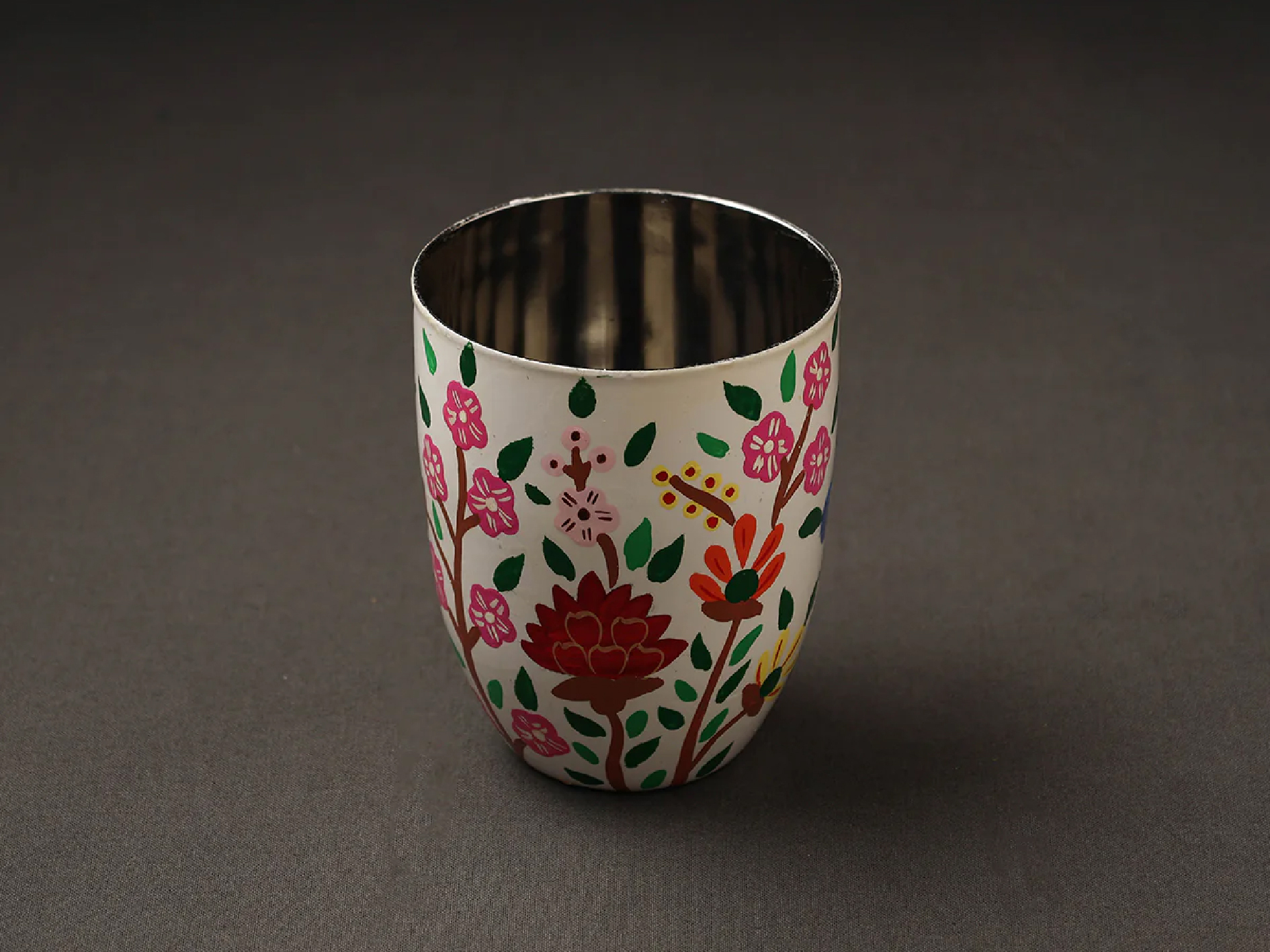 Hand Painted Enamelware Glass A76 - Color: Orange