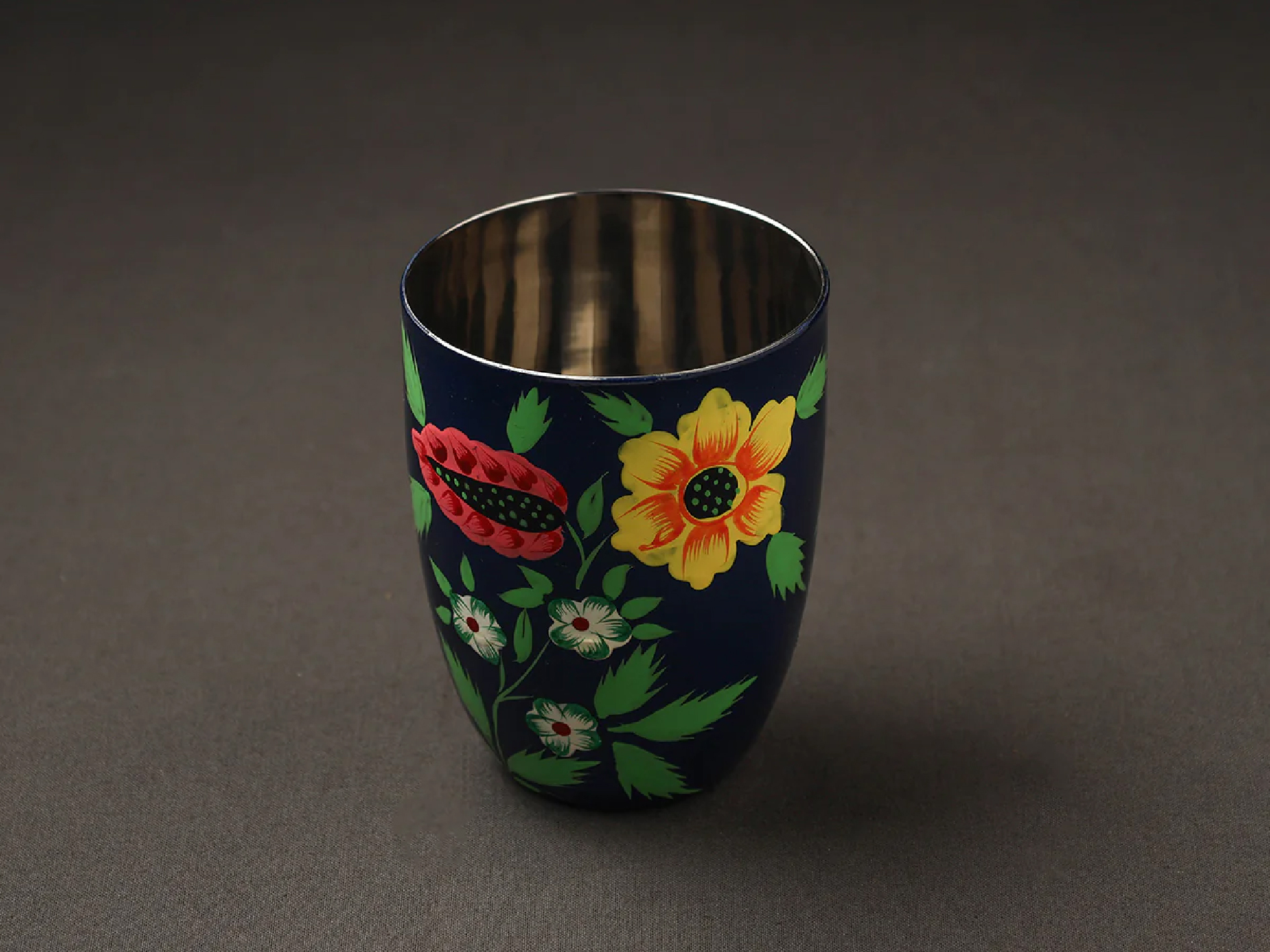Hand Painted Enamelware Glass A76 - Color: Orange