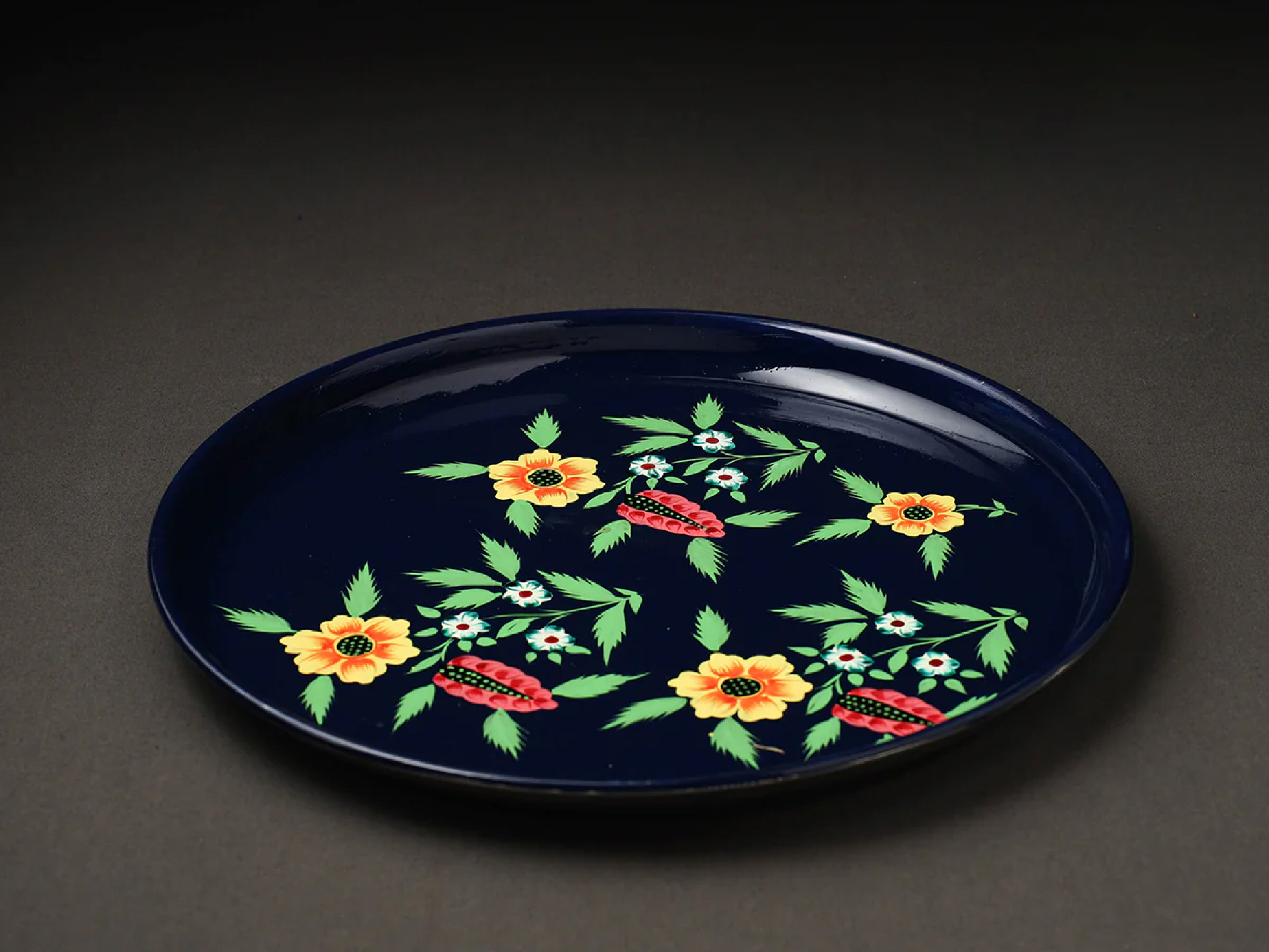 Hand Painted Enamelware Plate A79 - Color: Orange