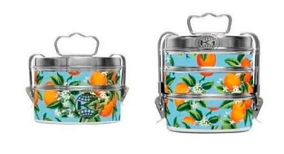 Hand Painted Enamelware Lunch Box Box A99 - Color: Blue