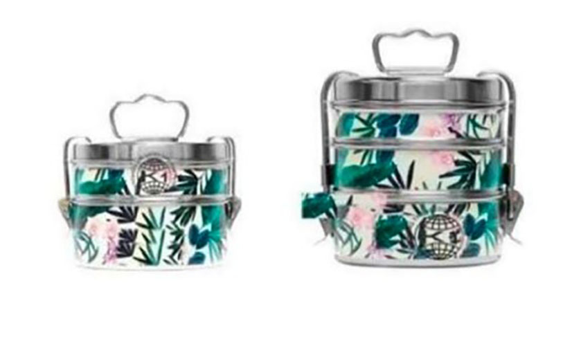 Hand Painted Enamelware Lunch Box Box A99 - Color: Blue