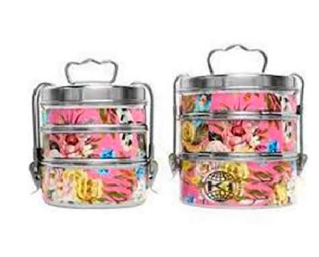 Hand Painted Enamelware Lunch Box Box A99 - Color: Blue