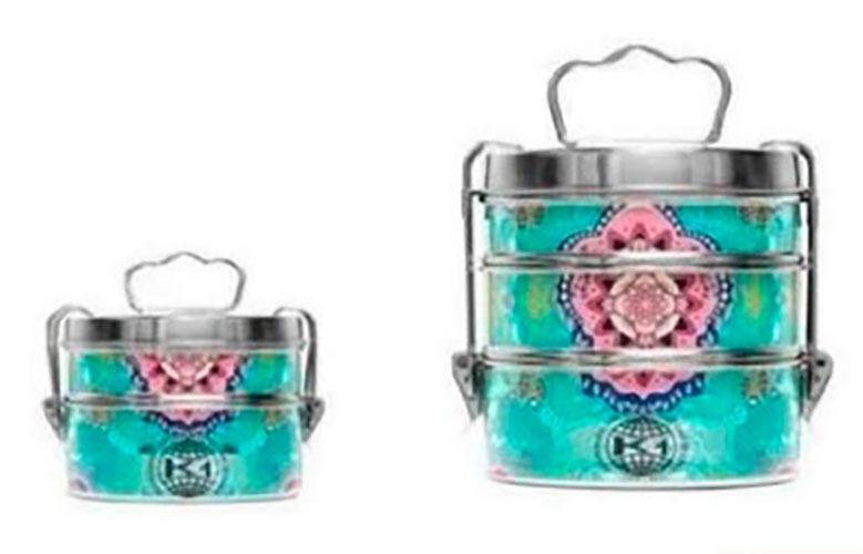 Hand Painted Enamelware Lunch Box Box A99 - Color: Blue