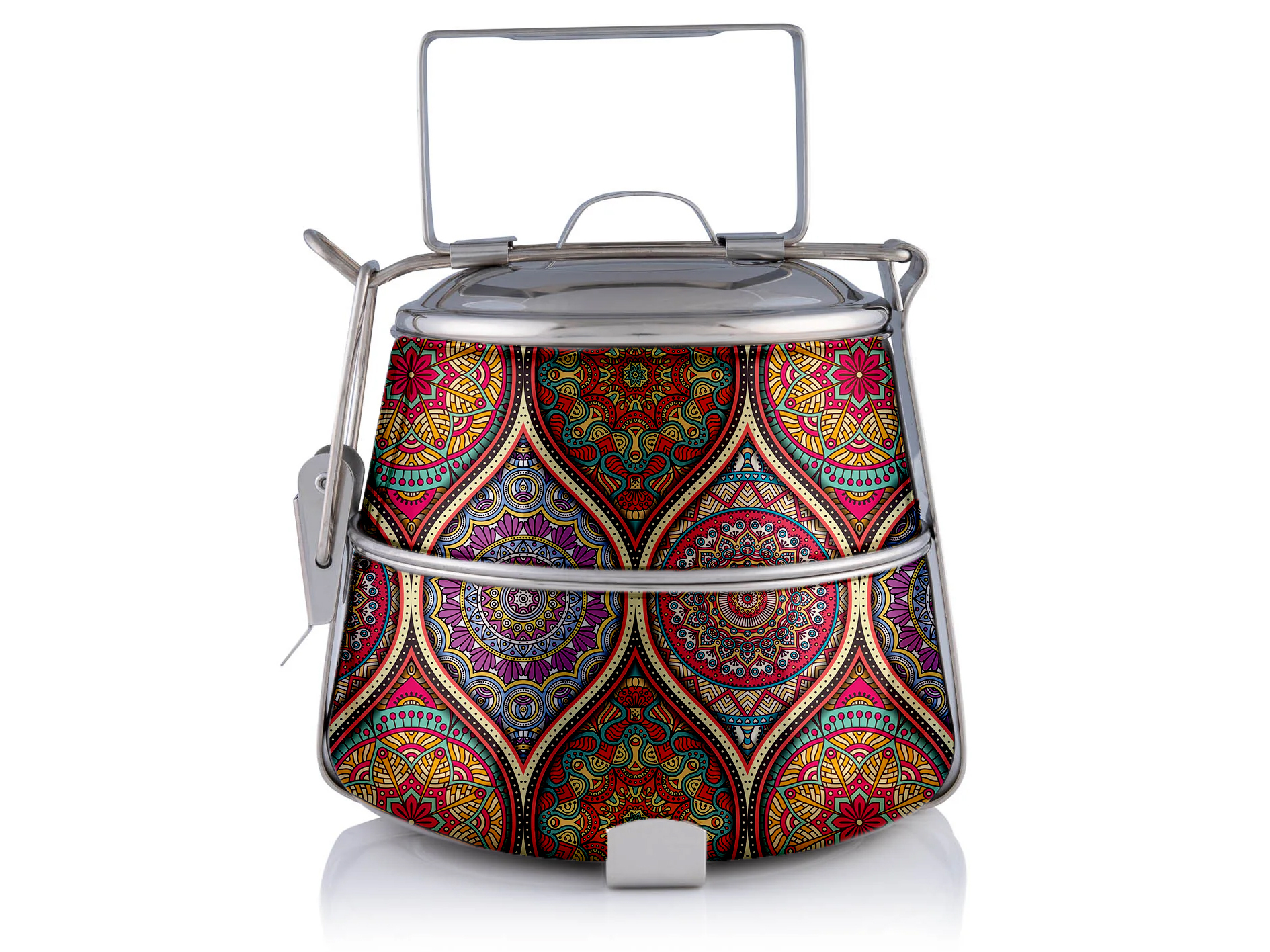 Hand Painted Enamelware Lunch Box Box A104 - Color: Multicolour