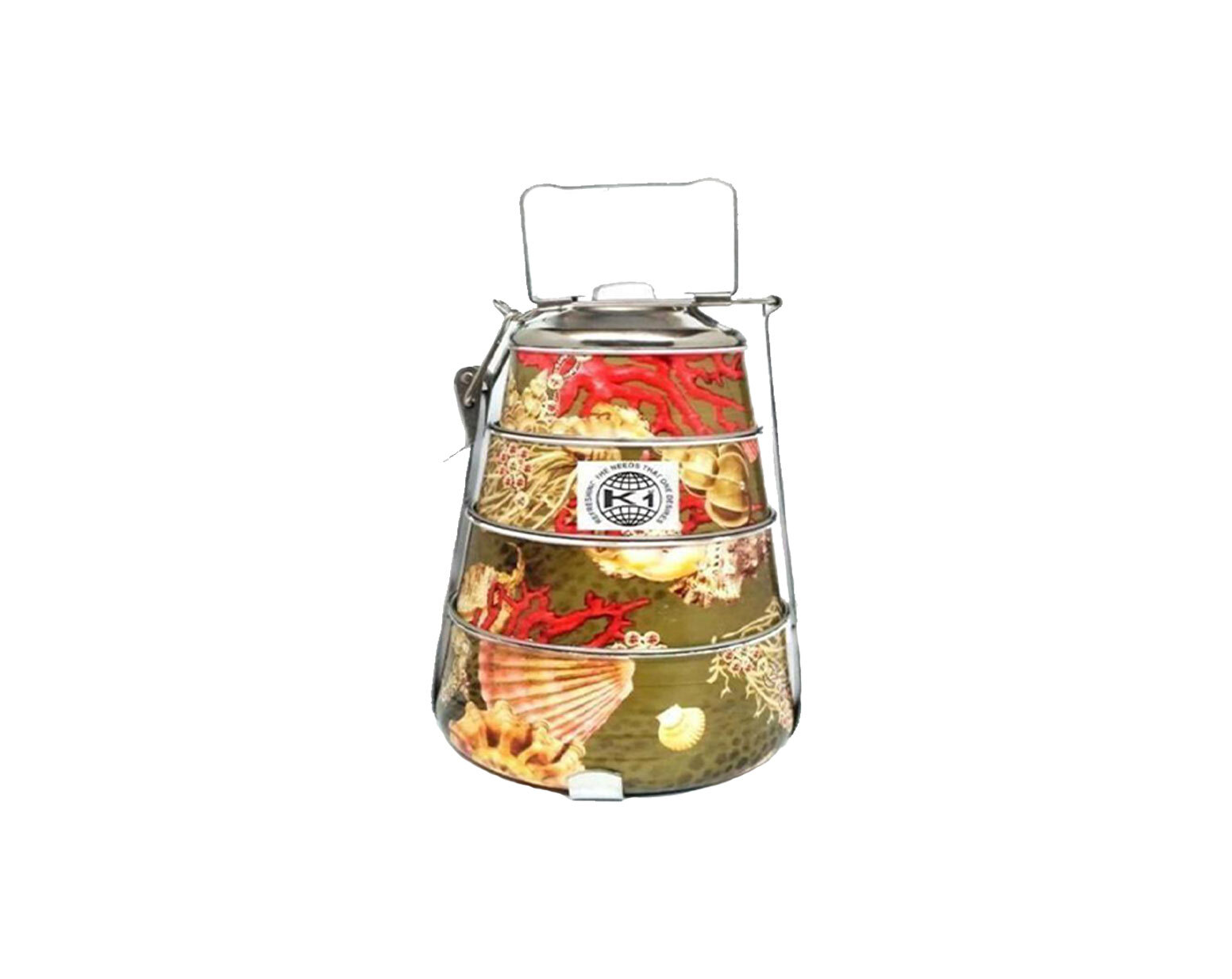 Hand Painted Enamelware Lunch Box Box A111 - Color: Red