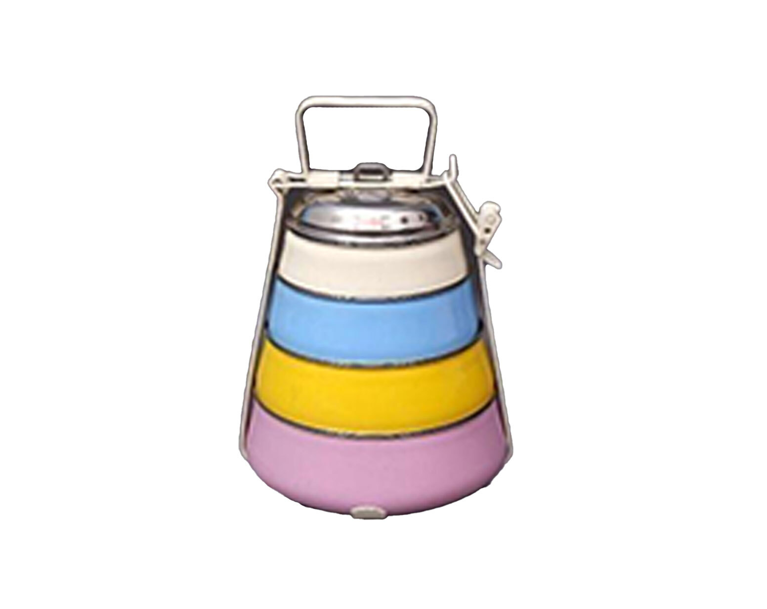 Hand-painted Enamelware Lunch Box - Stainless Steel Multicolour Finish | Durable Metal Design Artistic Patterns For Industrial Use