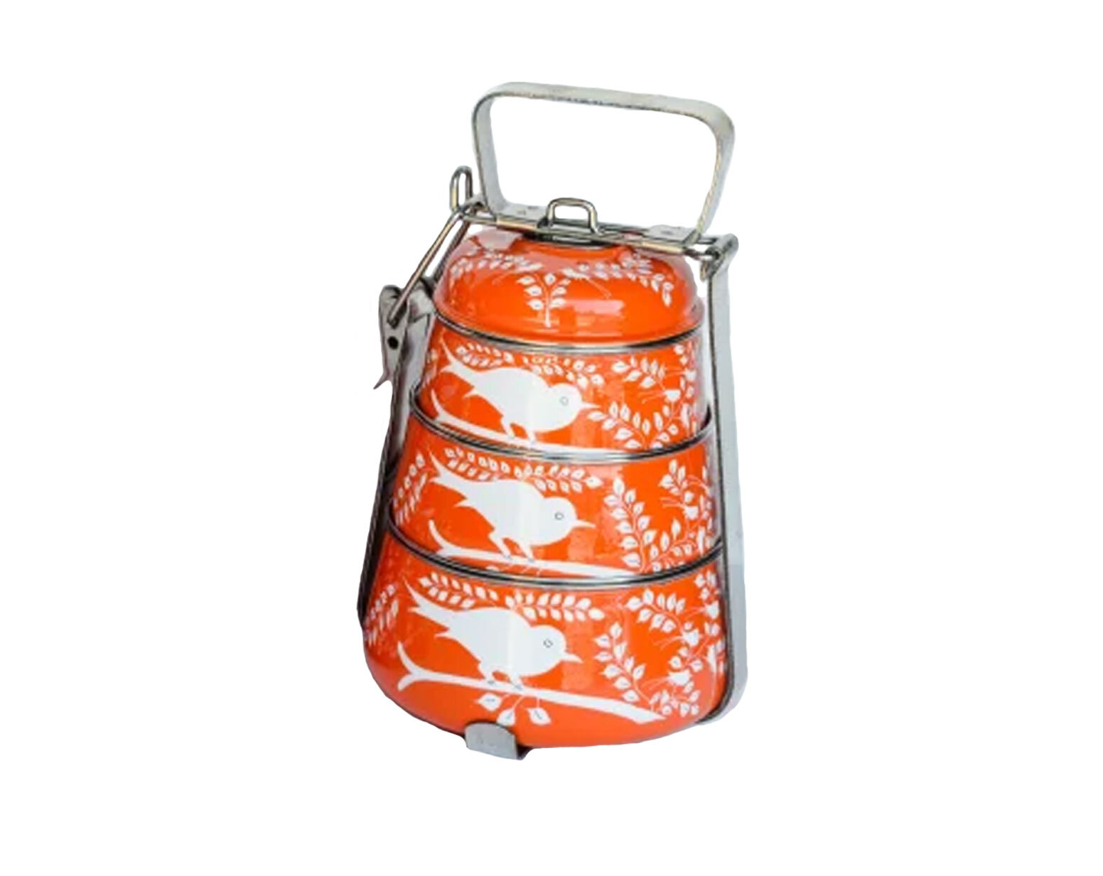 Hand-painted Enamelware Lunch Box - Stainless Steel Multicolour Finish | Durable Metal Design Artistic Patterns For Industrial Use