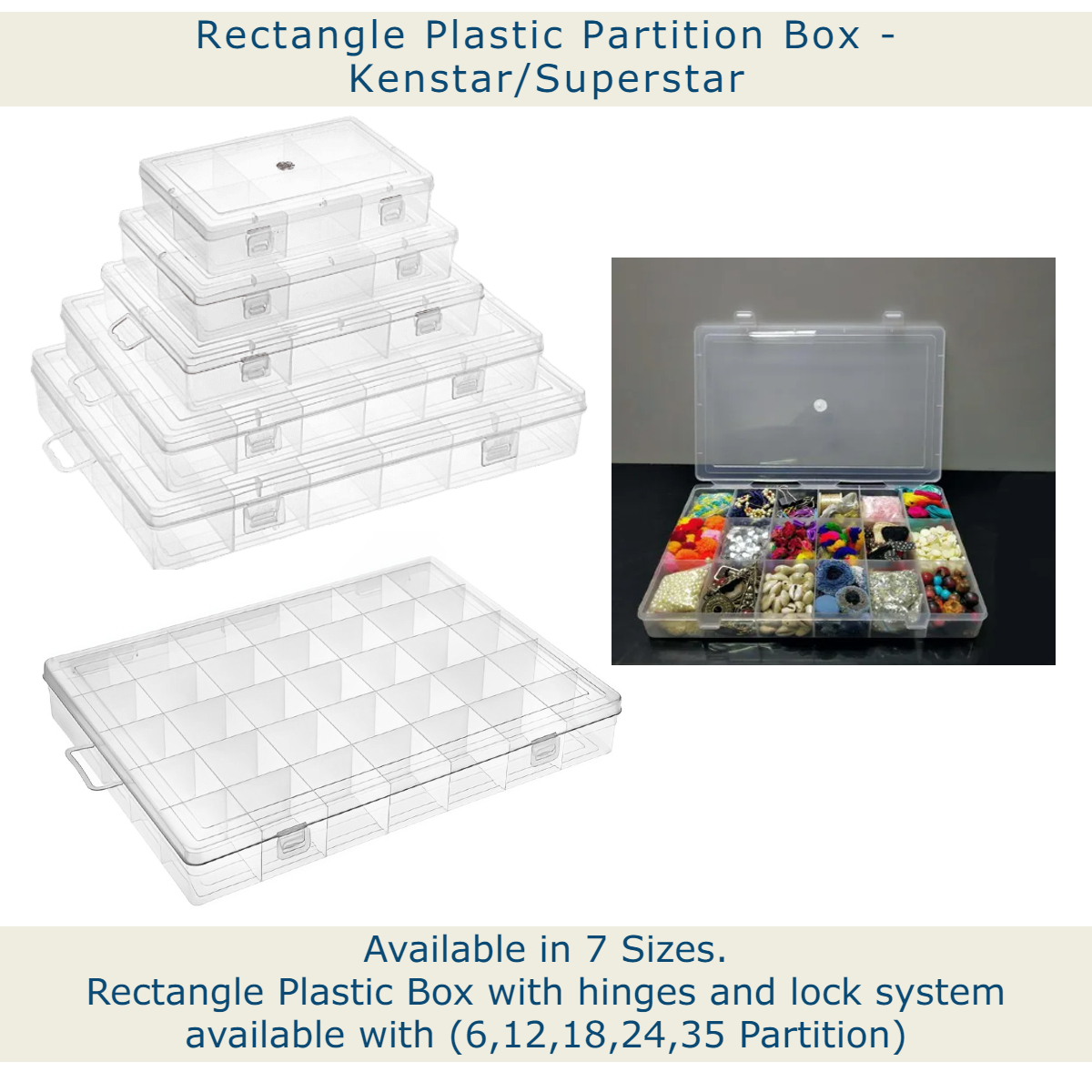 Transparent Plastic Box - Rectangular, Lightweight Design With Handles, Locks, Hinges, Stackable Features For Storage & Display Solutions