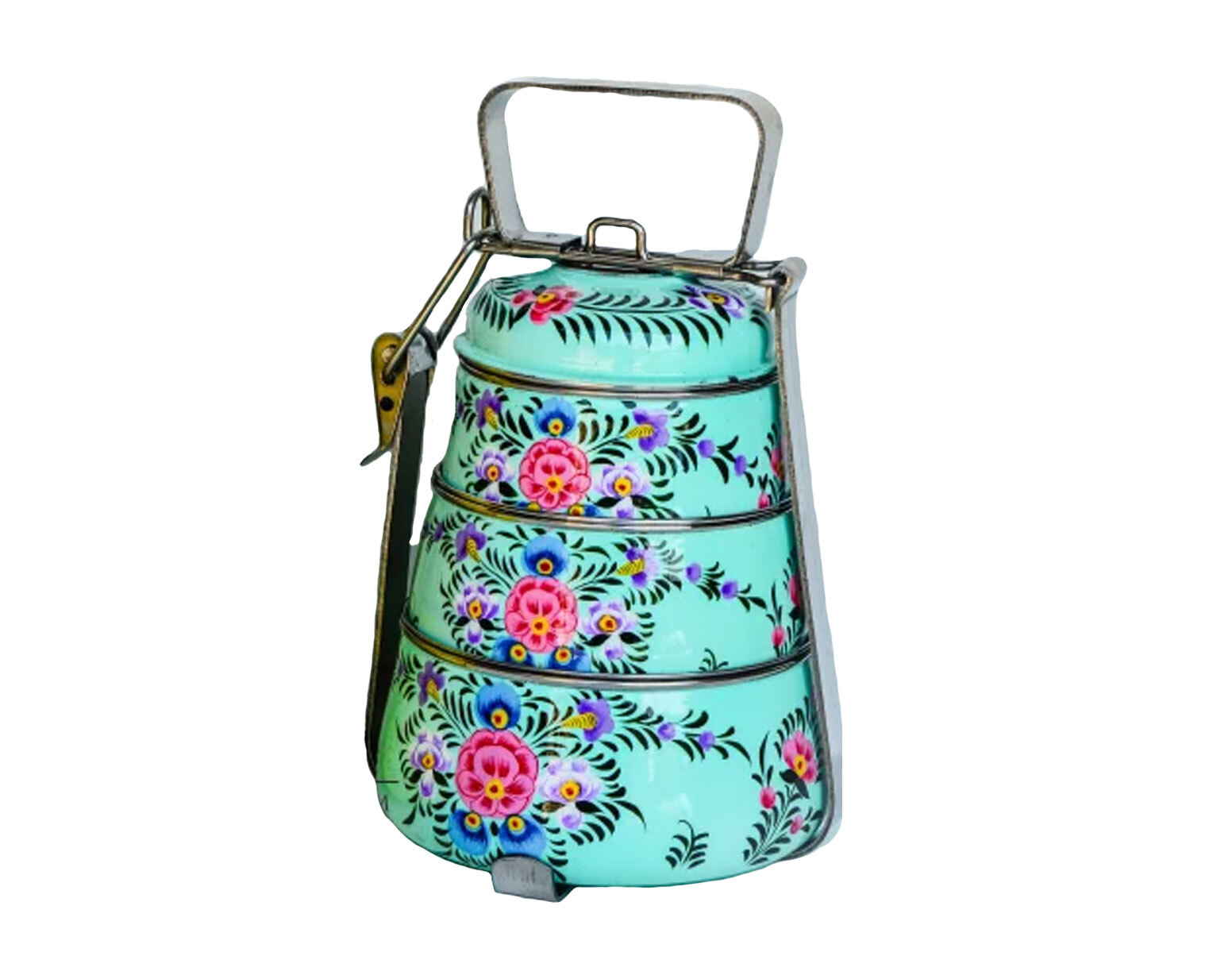 Hand Painted Enamelware Lunch Box Box A127 - Color: Pink