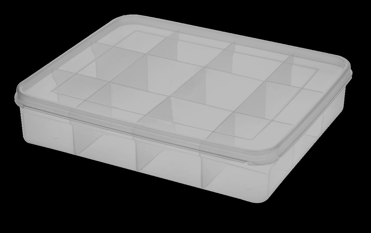 Stackable Plastic Box - Rectangular Design With 6/9/12 Partitions | Lightweight Material, Plain Pattern, Mult-purpose Usage