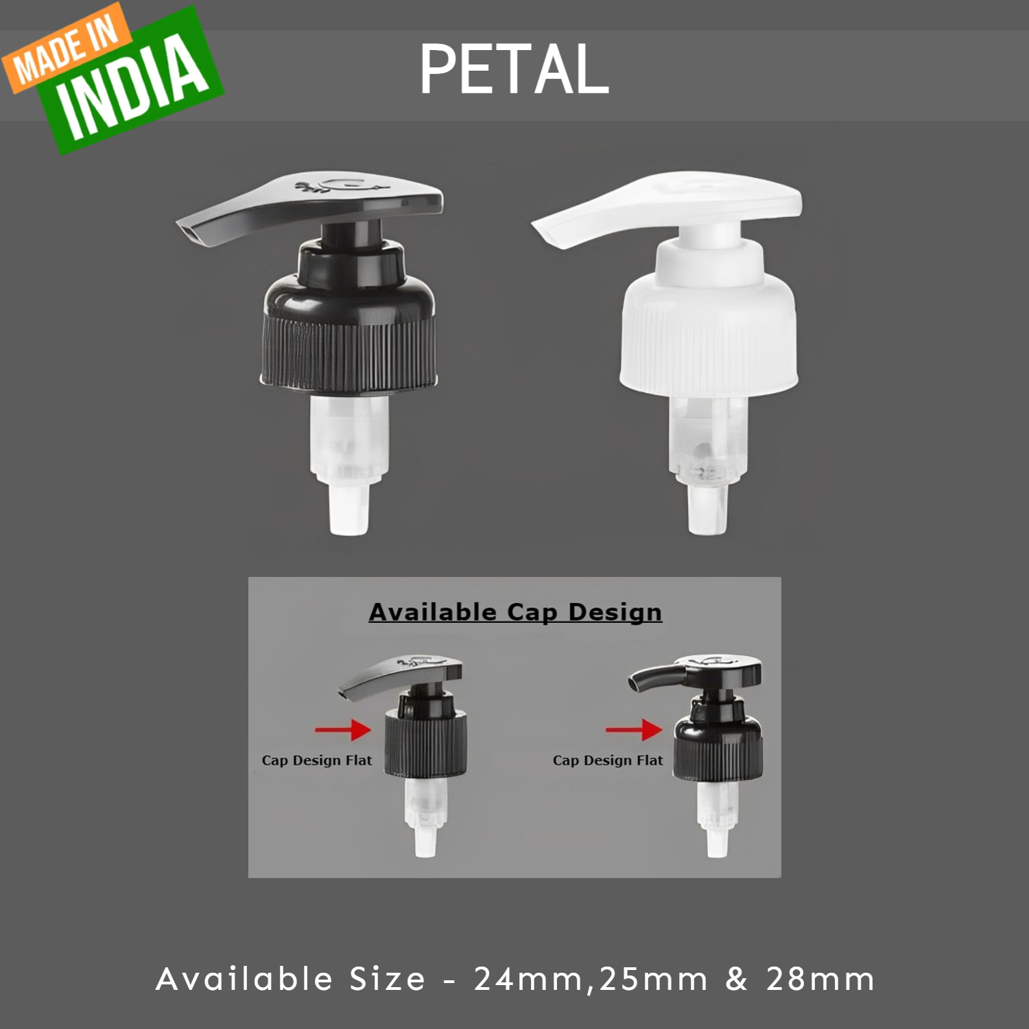Plastic Lotion Pump - 24mm Neck Size, Black & White Colors | Pump Sprayer For Bottles, Made From Durable Plastic