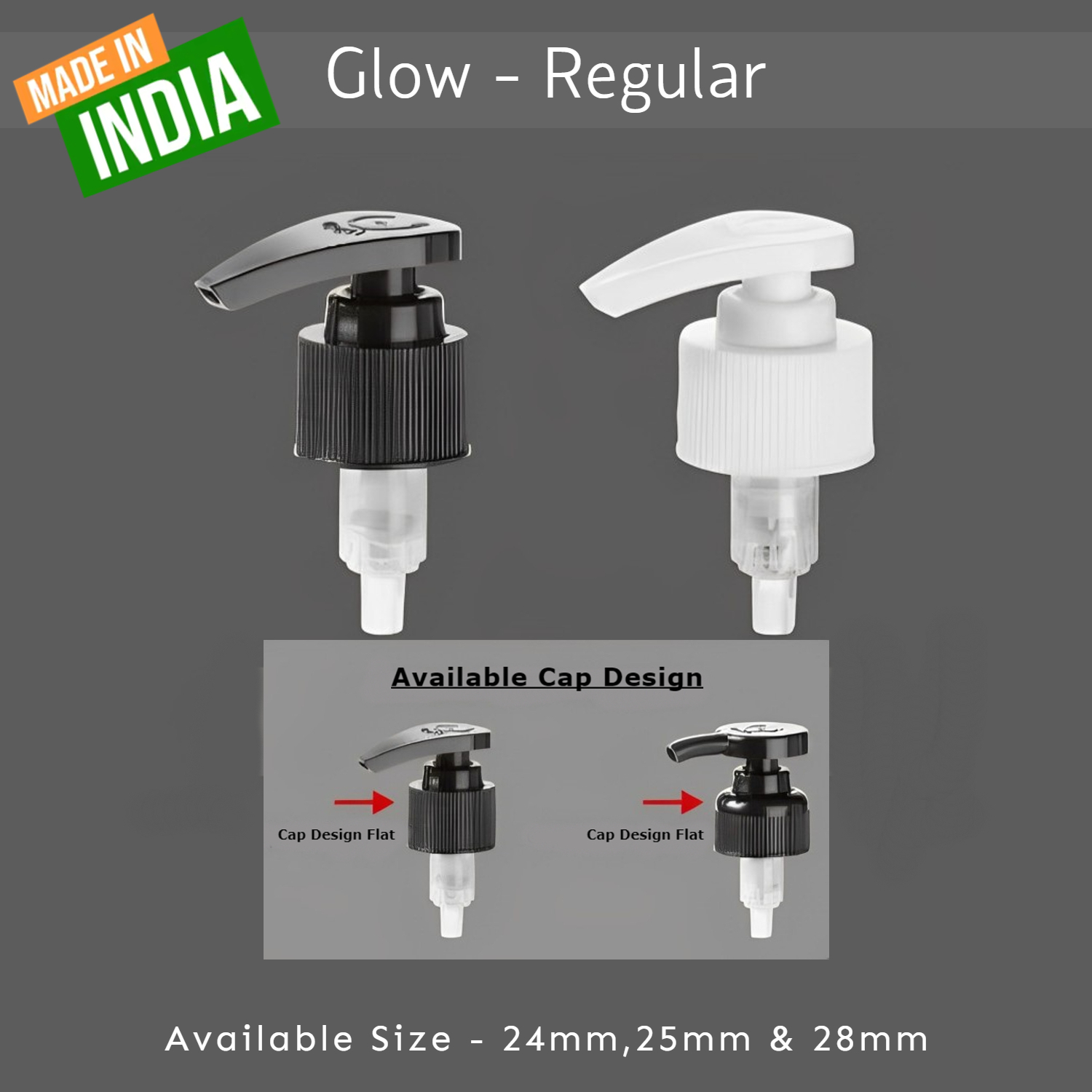 Plastic Lotion Pump - 24mm Neck Size, Black & White Colors | Pump Sprayer For Bottles, Made From Durable Plastic
