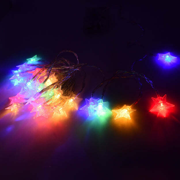 28 Led Star 3 9 Meter Star Shape Led Light Battery Operated With Flashing Modes For Home Decoration - Color: Multicolor