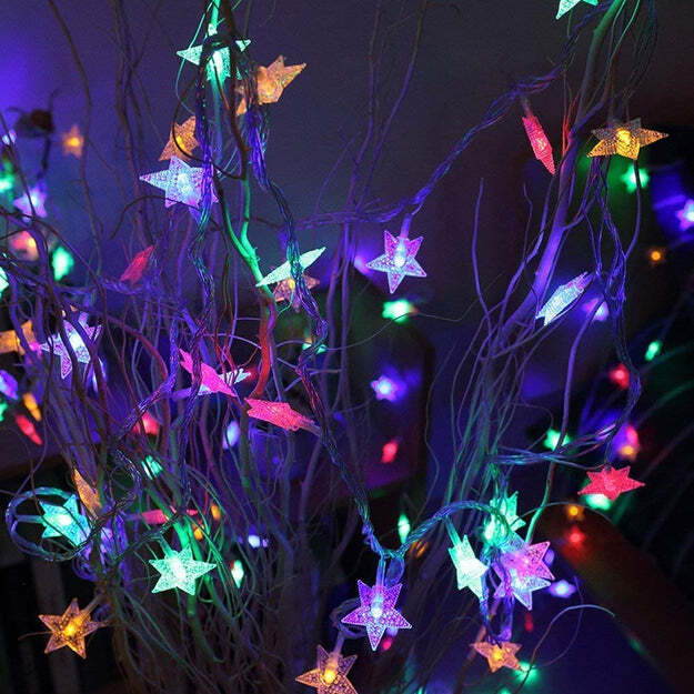 28 Led Star 3 9 Meter Star Shape Led Light Battery Operated With Flashing Modes For Home Decoration - Color: Multicolor