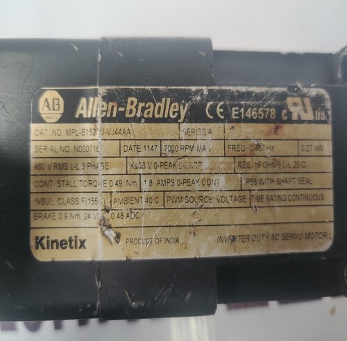 Allen-bradley Mpl-b1520u-vj44aa Servo Motor - Cover Material: Metal Base