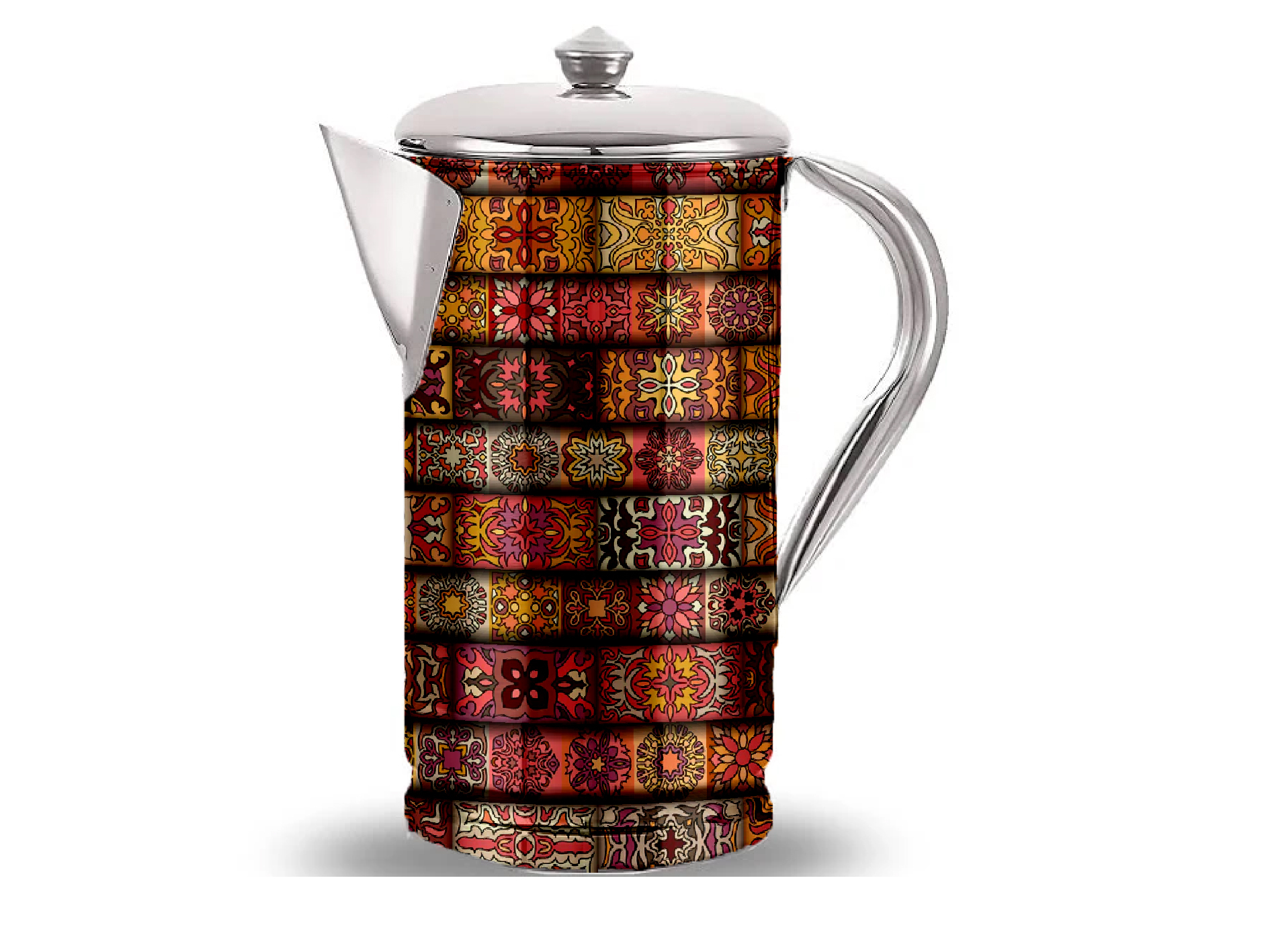 Hand Painted Enamelware Jug With Glass A151 - Color: Multicolour