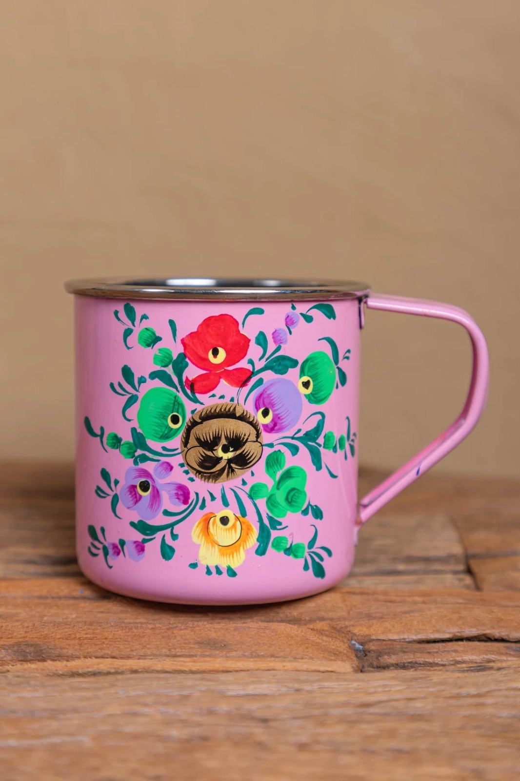 Steel Hand Painted Enamelware Mug A163 - Color: Multicolour