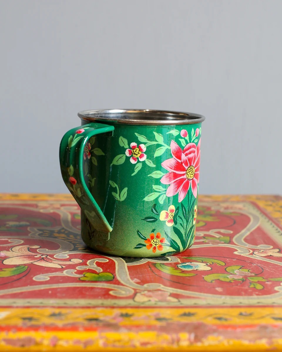 Steel Hand Painted Enamelware Mug A169 - Color: Pink