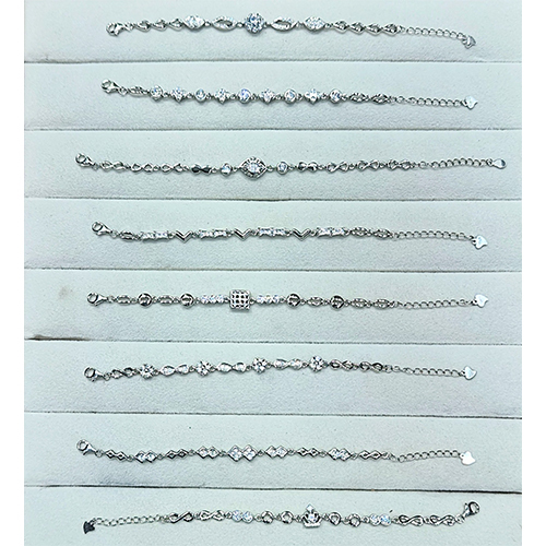 92.5 Silver Cz Ladies Bracelet - Feature: Fashion