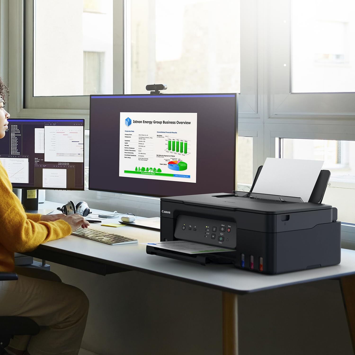 Pixma G3730 Printer - Compact Size, High-volume Ink Bottles | Hassle-free Refilling, Mobile & Cloud Printing, Easy Maintenance