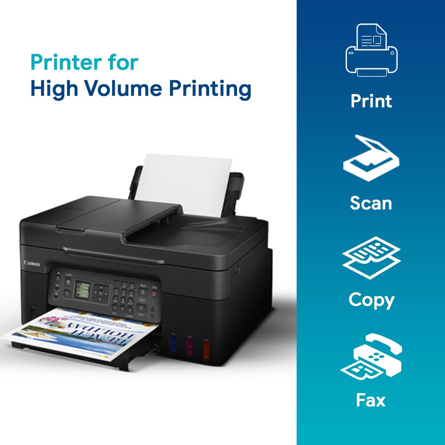 Pixma G4770 Printer - High Page Yield Ink Bottles Up To 7,600 Mono & 8,100 Color Pages , Hassle-free Refilling, Auto Document Feeder, Mobile Printing