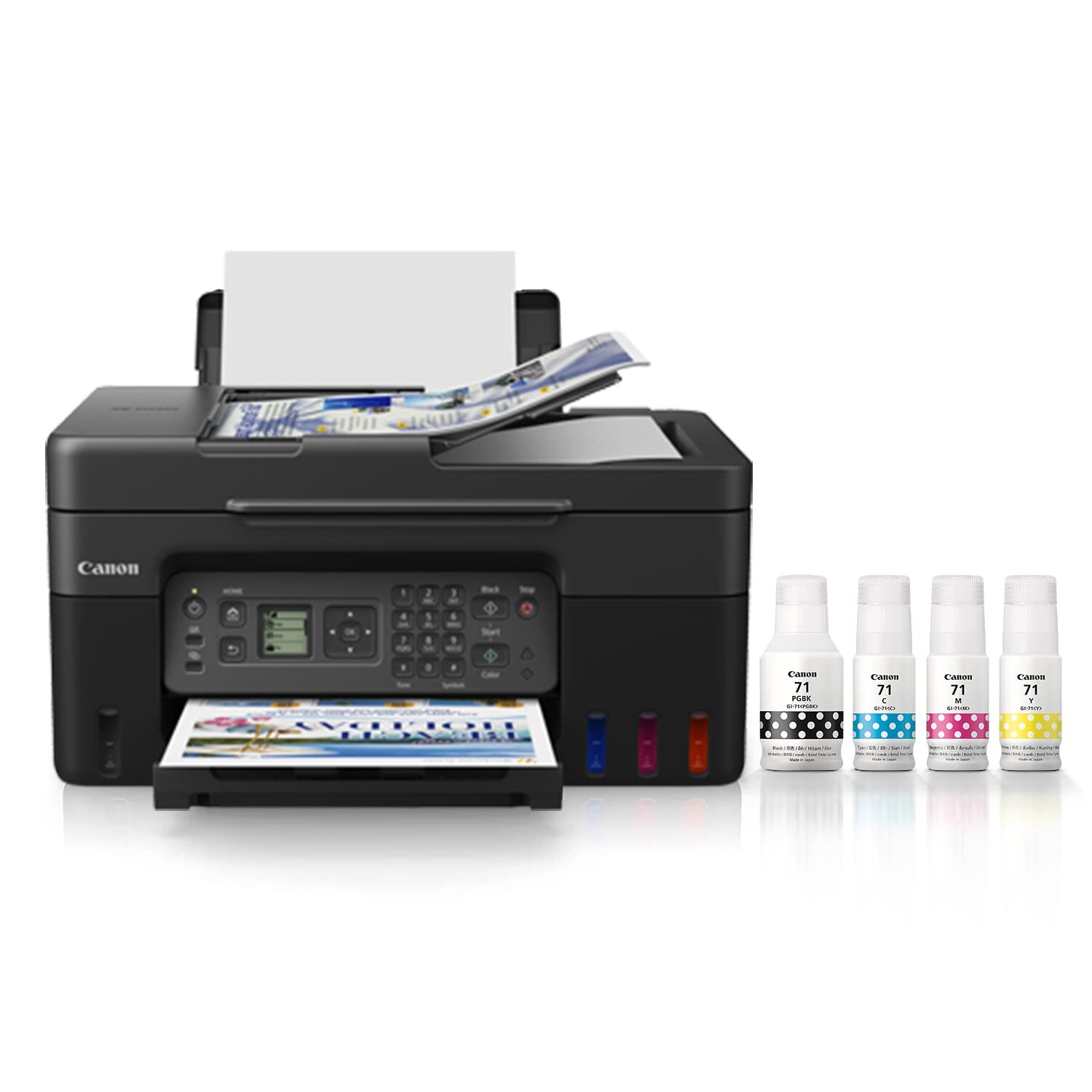 Pixma G4770 Printer - High Page Yield Ink Bottles Up To 7,600 Mono & 8,100 Color Pages , Hassle-free Refilling, Auto Document Feeder, Mobile Printing
