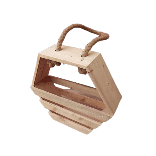 R 11 Hexagon Basket - Wood Material, Customized Design, Nautical Style | Eco-Friendly, Easy to Clean, With Handles, Gift Basket