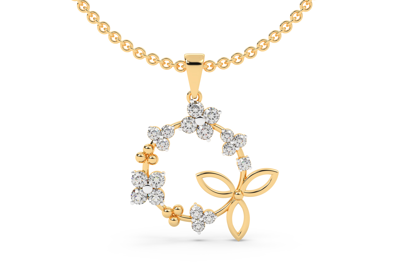 Enchanting Butterfly Circle Diamond Pendant