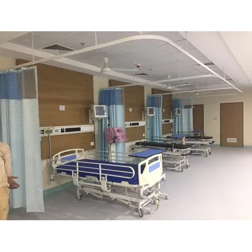 Hospital Cubicle Curtain Track - Durable Aluminium, Custom Size, Polished Blue Finish | Privacy Solution for Healthcare Environments