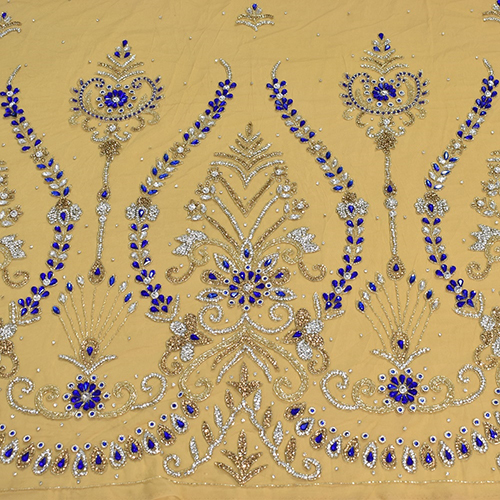 Yellow Luxury Embroidery Applique Beaded Lace