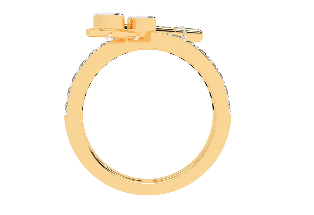 Krishna's Flute-inspired Diamond Ring - Diamond Carat Weight: 0.412 Carat