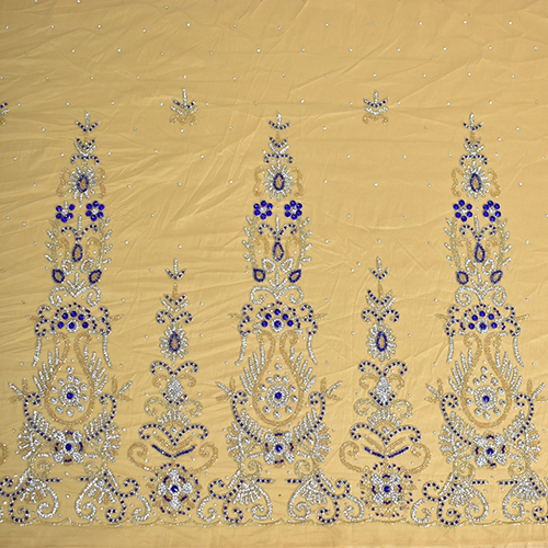 Wedding Luxury Embroidery Applique Beaded Lace - Different Sizes, Yellow Color, Embroidered Pattern with Decorative Beads
