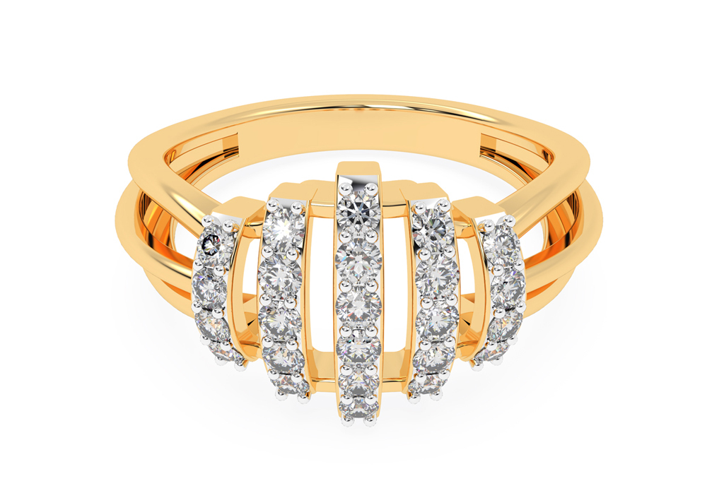 Five Strap Design Diamond Ring - Diamond Carat Weight: 0.363 Carat