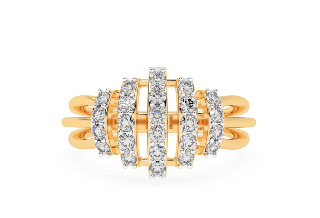 Five Strap Design Diamond Ring - Diamond Carat Weight: 0.363 Carat
