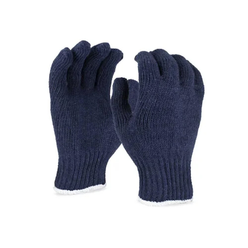 Frontier Cotton Knitted Blue Safety Gloves Gender: Unisex